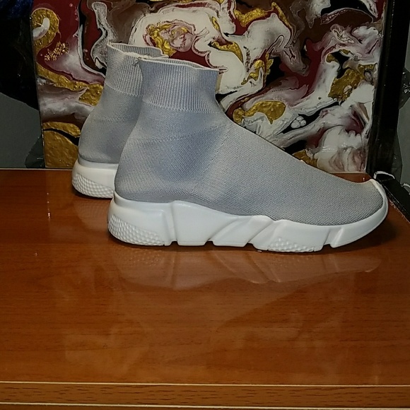 Womens Speed Trainer Flyknit Sock Sneaker GREY - Picture 6 of 7